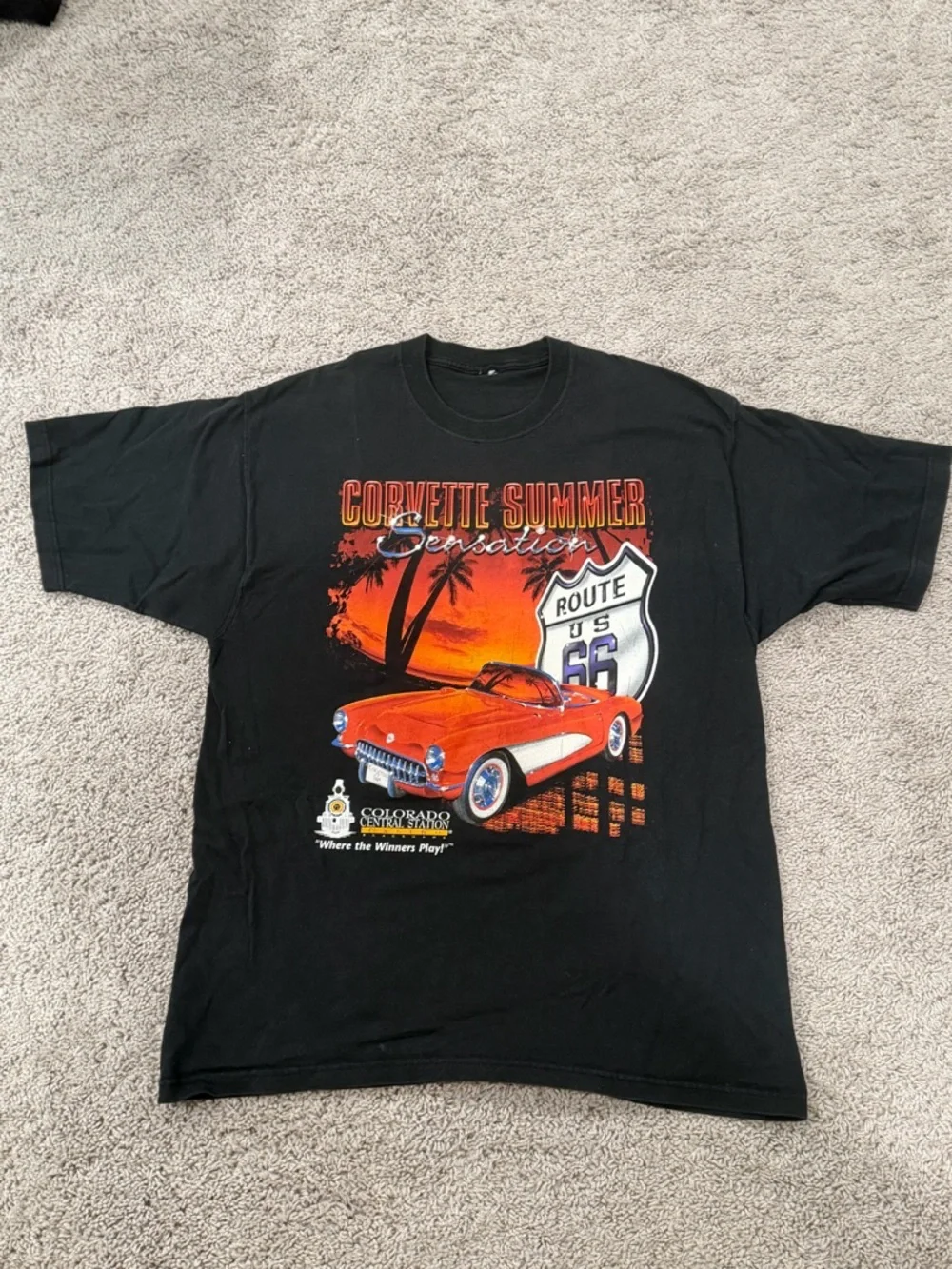 Black Corvette Summer Graphic Tee - Classic Car Design